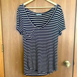 Short Sleeves Blue Striped T-Shirt